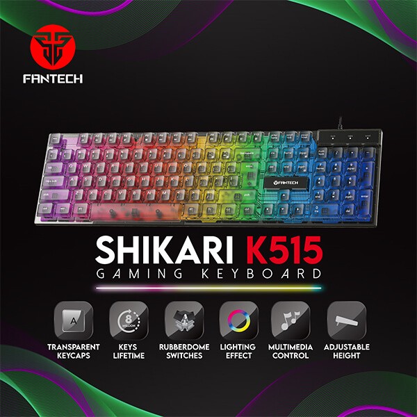 Gaming keyboard fantech membrane shikari k515 black