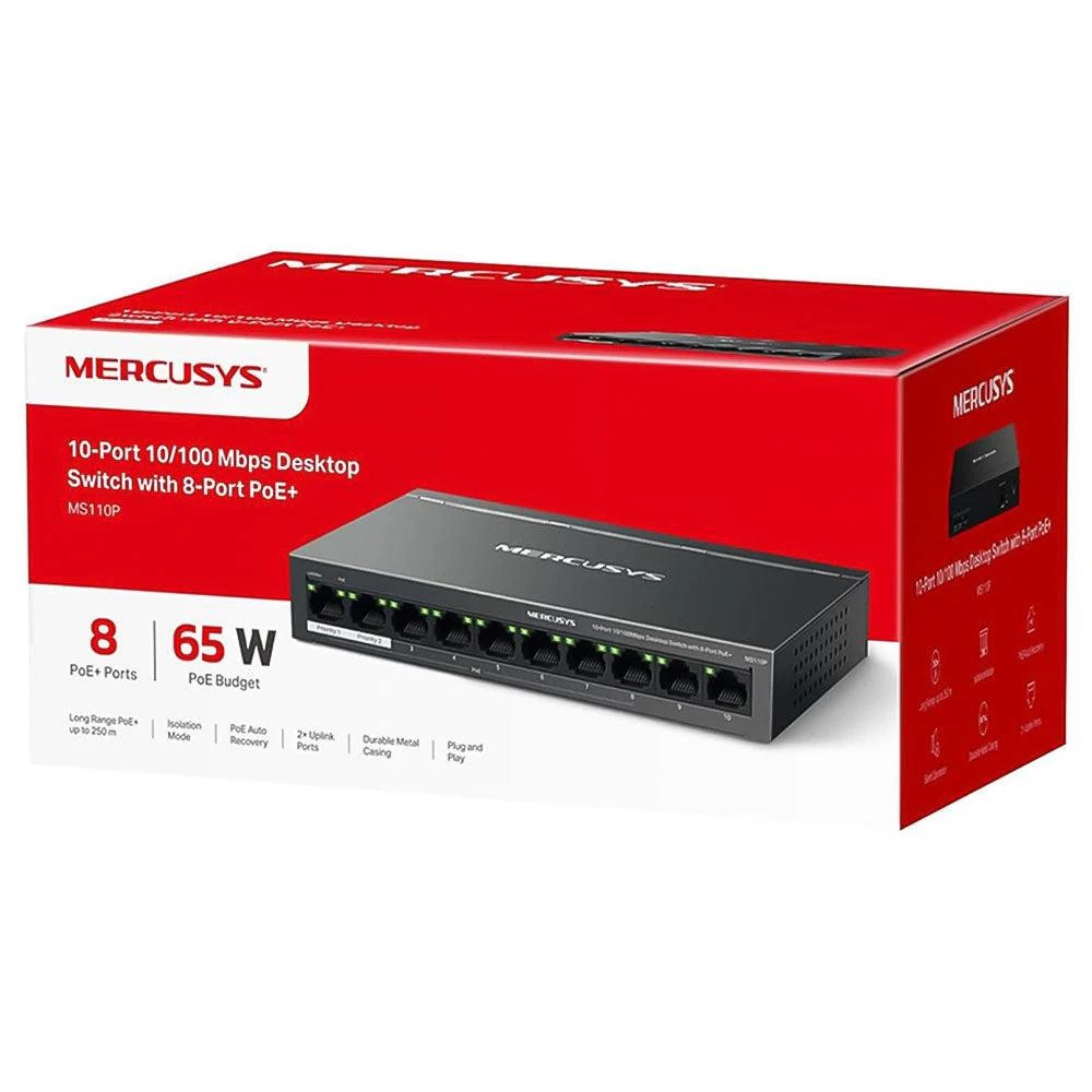 Switch mercusys ms110p poe 10port 250meter