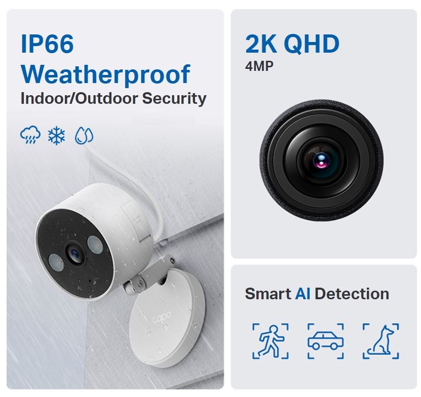 Cam tapo c120 metal 2k 4mp indoor & outdoor